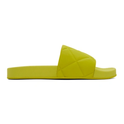 Bottega Veneta The Slider Patterned Rubber Slide Sandals In Green