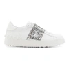 VALENTINO GARAVANI WHITE & SILVER VALENTINO GARAVANI ROCKSTUD UNTITLED OPEN SNEAKERS