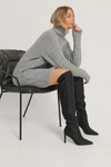 NA-KD STRUCTURED OVER KNEE BOOTS - BLACK