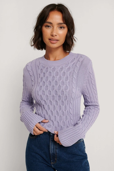 Na-kd Cable Knit Round Neck Jumper - Purple In Light Purple