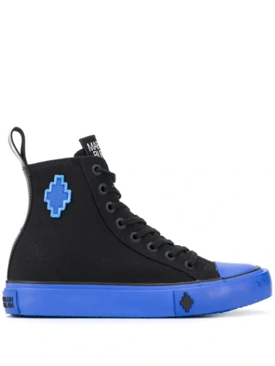 Marcelo Burlon County Of Milan High Sneakers In Black With Blue Logo