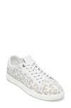 Cole Haan Grandpro Tennis Shoe In White Leopard Perf Print