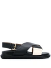 Marni Women's Fussbett Two-tone Leather Sandals In Black