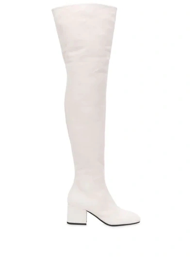 Marni Zipped Suede Over-the-knee Boots In Neutrals