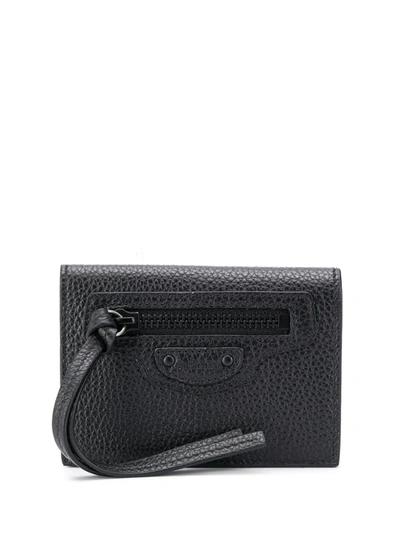 Balenciaga Neo Class Leather Mini Wallet In Black