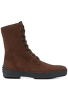 TOD'S SUEDE LACE-UP BOOTS