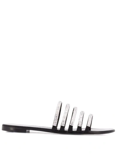 Giuseppe Zanotti Crystal-embellished Multi-strap Slide Sandal In Black