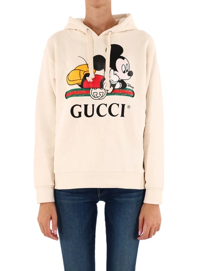 Gucci X Disney Mickey Mouse Web Hoodie In White