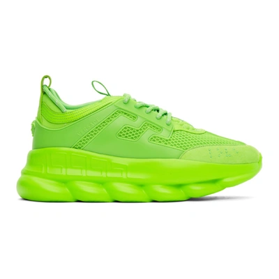 Versace Chain Reaction Trainers In Green Synthetic Fibers