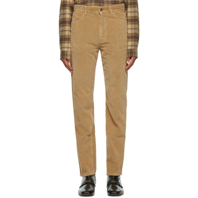Gucci Brown Washed Velvet Corduroy Trousers In Camel