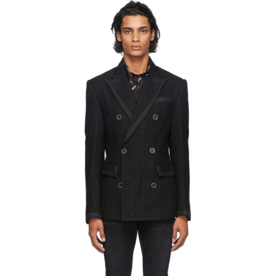 Amiri Black Wool Bouclé Double-breasted Blazer