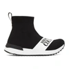 VERSACE JEANS COUTURE BLACK INSTITUTIONAL LOGO SOCK SNEAKERS