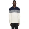 AIMÉ LEON DORE OFF-WHITE & NAVY WOOL LONG SLEEVE POLO