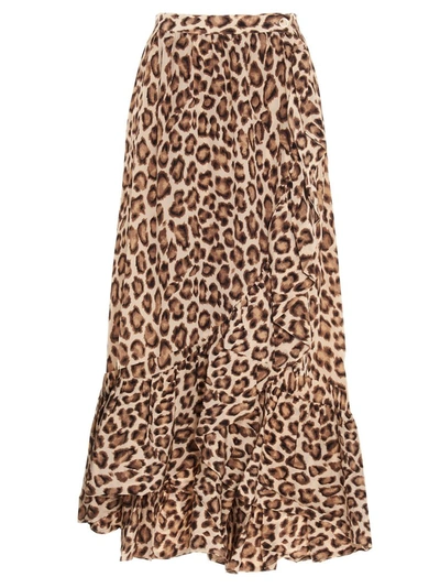 Zimmermann Lucky Leopard-print Silk Wrap Skirt