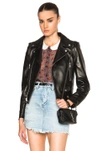 Saint Laurent Leather Biker Jacket In Black