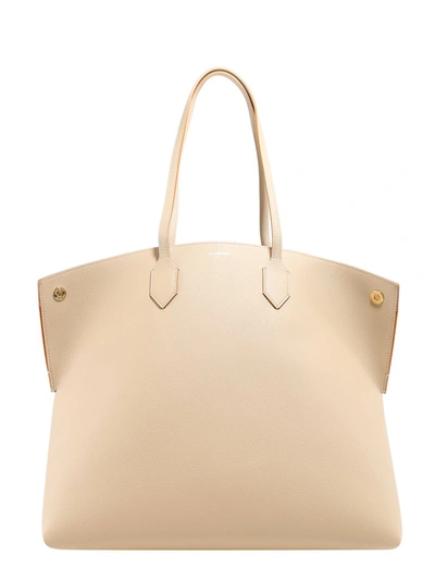 Burberry Leather Tote Bag In Beige