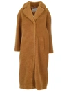 Stand Studio Single Breasted Long Teddy Coat In Brown