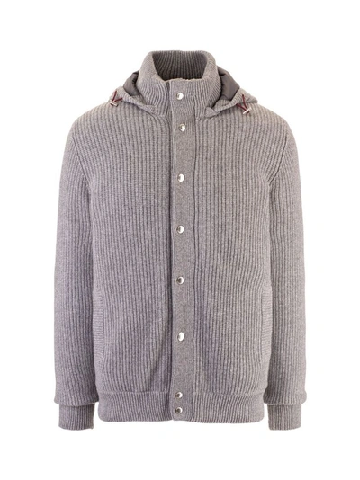 Brunello Cucinelli Men's Grey Wool Cardigan