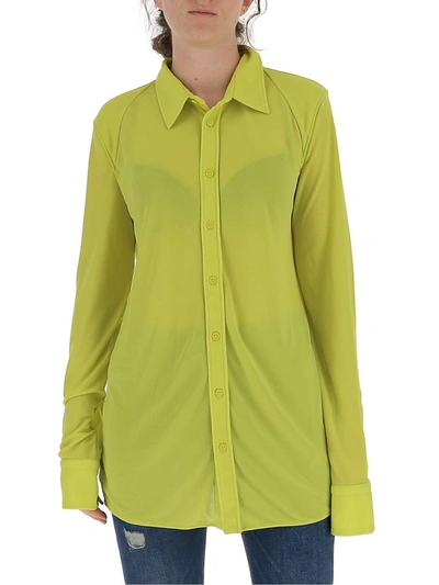 Bottega Veneta Button-up Long-sleeved Shirt In Green,yellow