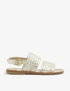 FENDI FF EMBOSSED LEATHER SANDALS 7-9 YEARS,R01161611