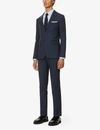 TED BAKER MENS NAVY CHECKED SINGLE-BREASTED WOOL-BLEND BLAZER 40R,R00109132
