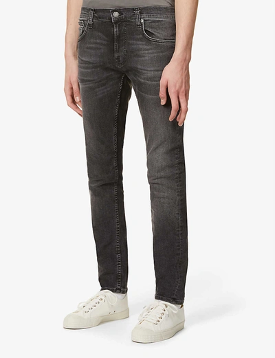 Nudie Jeans Tight Terry Straight Stretch-denim Jeans In Concrete Black
