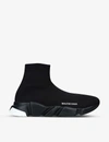 BALENCIAGA BALENCIAGA MENS BLACK/COMB MEN'S SPEED SLIP-ON KNITTED MID-TOP TRAINERS,37265571