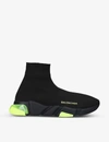 BALENCIAGA MENS BLK/OTHER MEN'S SPEED CLEAR-SOLE STRETCH-KNIT MID-TOP TRAINERS 7,R00009642