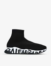 BALENCIAGA BALENCIAGA MEN'S BLK/WHITE MEN'S SPEED GRAFFITI SOLE KNITTED TRAINERS,40476994