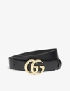 Gucci Black Toscano Leather Gg Belt In Black