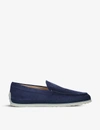 Tod's Raffia-midsole Suede Loafers In Navy