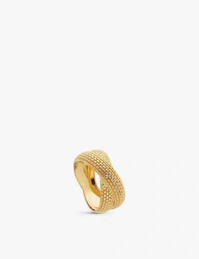 Monica Vinader 18ct Gold Plated Vermeil Silver Heirloom Woven Cross Ring