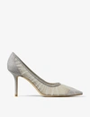 JIMMY CHOO JIMMY CHOO WOMEN'S IVORY/SILVER LOVE 85 GLITTER TULLE PUMPS,40821129