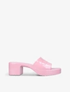 GUCCI WOMENS PINK LOGO-EMBOSSED RUBBER MULES 6,R03658112