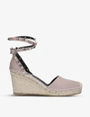 VALENTINO GARAVANI VALENTINO GARAVANI WOMEN'S CHAMPAGNE ROCKSTUD LEATHER ESPADRILLE WEDGES,40732935