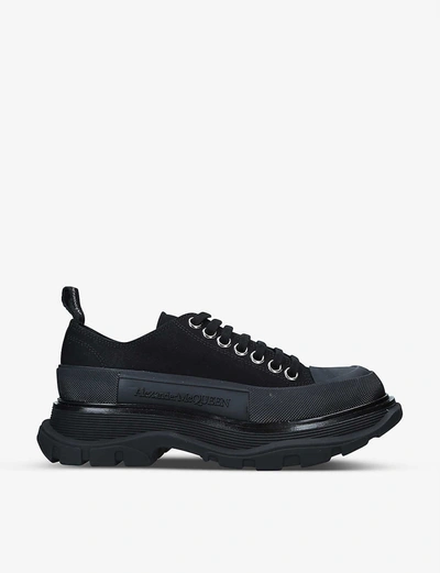ALEXANDER MCQUEEN WOMENS WOMEN'S TREAD EXAGGERATED-SOLE CANVAS TRAINERS BLACK EUR 37.5 / 4.5 UK,40409097