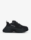 Balenciaga Triple S Logo-embroidered Leather, Nubuck And Mesh Sneakers In Black