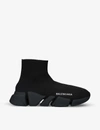 Balenciaga Speed Logo-embroidered Metallic Stretch-knit High-top Sneakers In Black