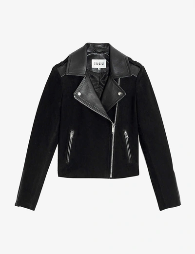 Claudie Pierlot Carma Leather Biker Jacket In Black