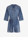 ALLSAINTS ABBEY WAIST-TIE DENIM PLAYSUIT,R00067702