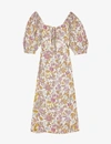 TOPSHOP FLORAL CUT-OUT CREPE MIDI DRESS,R03652261