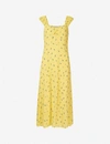 WHISTLES WOMENS YELLOW FORGET ME NOT FLORAL-PRINT CREPE MIDI DRESS 16,R03640246