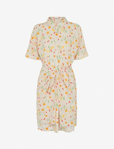 Whistles Womens Multi-coloured Dolly Fruit-print Stretch-woven Mini Dress 16 In White