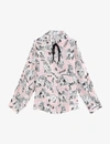 CLAUDIE PIERLOT CAT PRINT CREPE PUSSY-BOW SHIRT,R03635506