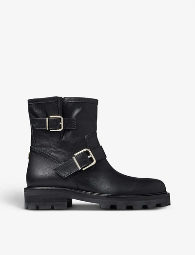 Jimmy Choo Youth Buckle Ankle Boots In Black