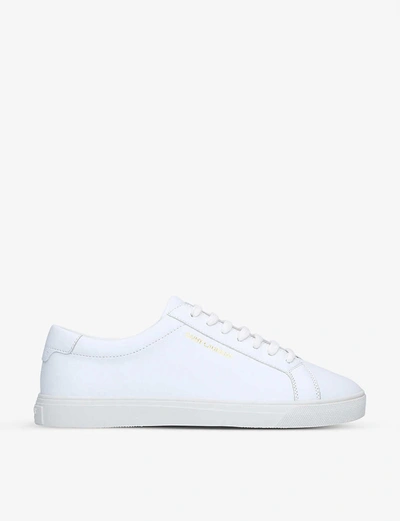 SAINT LAURENT ANDY LOGO-PRINT LEATHER TRAINERS,40564599
