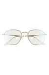 Ray Ban 58mm Rectangular Wayfarer Sunglasses In Shiny Gold