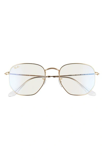 Ray Ban 58mm Rectangular Wayfarer Sunglasses In Shiny Gold