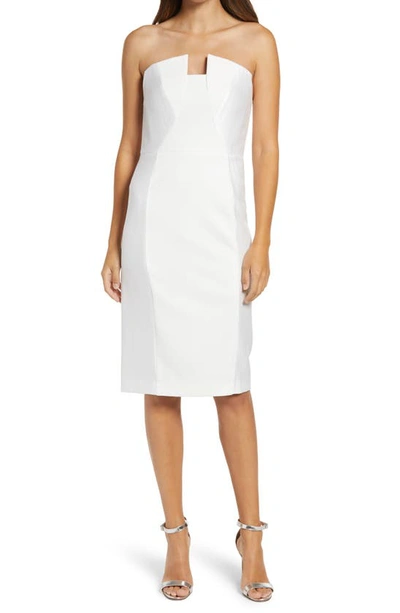 Black Halo Lena Strapless Cocktail Dress In Cristal-porcelain