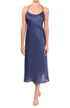 Everyday Ritual Sloan T-back Satin Nightgown In Sapphire
